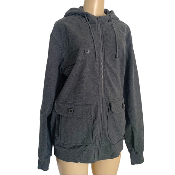 RED SQUAD Gray Sweatshirt Jacket Hoodie Zip Hood Pocketed Athleisure - Picture 8 of 10